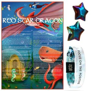 Red Star Dragon Poster, Crystals & Wristband